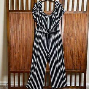 Off the Shoulder Striped Jumpsuit Size 2X